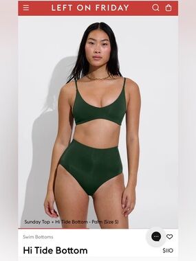 LEFT ON FRIDAY Palm Green Hi Tide bottom size small